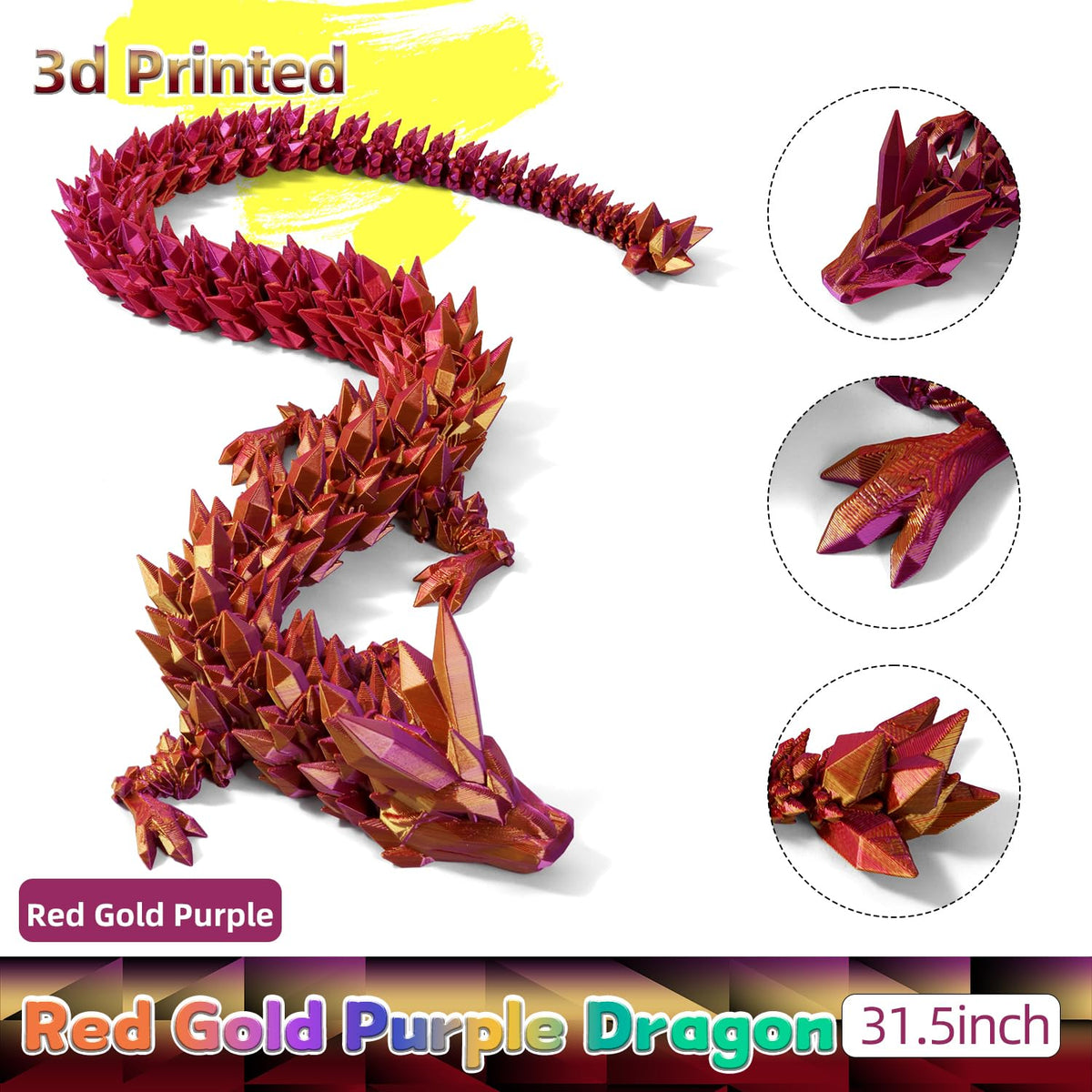 TXB3DOK purple-gold dragon display piece adds fantasy flair