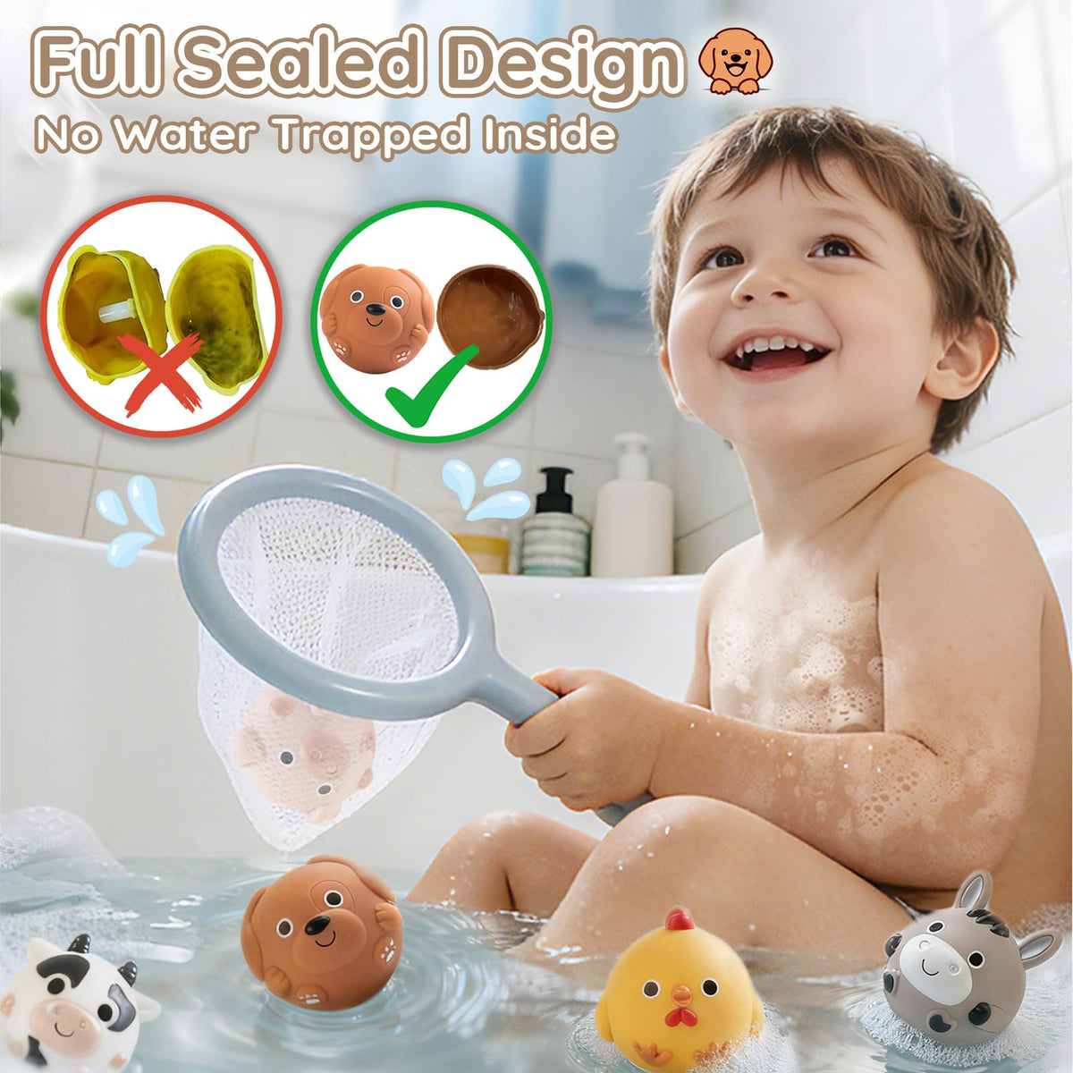 TXTLDB No-Hole Farm Bath Toy Mesh Storage Bag for tidy storage