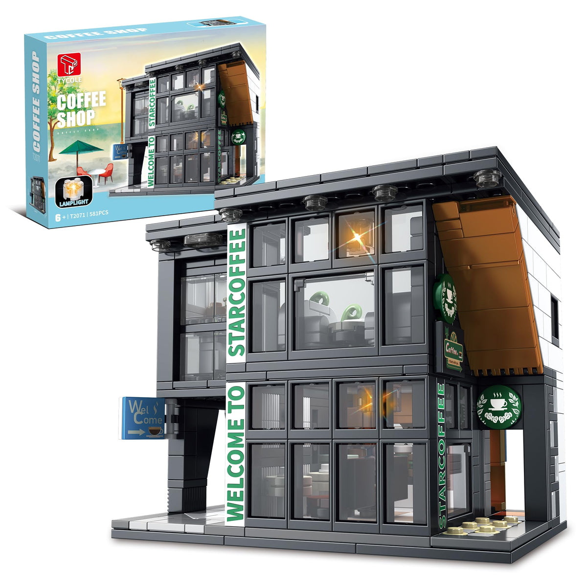 TYCOLE City Coffee ShopSet with LED lights for a captivating display