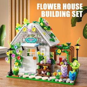 TYCOLE Flower House shows an open doorway and colorful plants for interactive play.