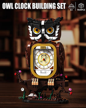 TYCOLE Owl Clock Building Set rotating dial close-up highlights smooth movement for authentic use.
