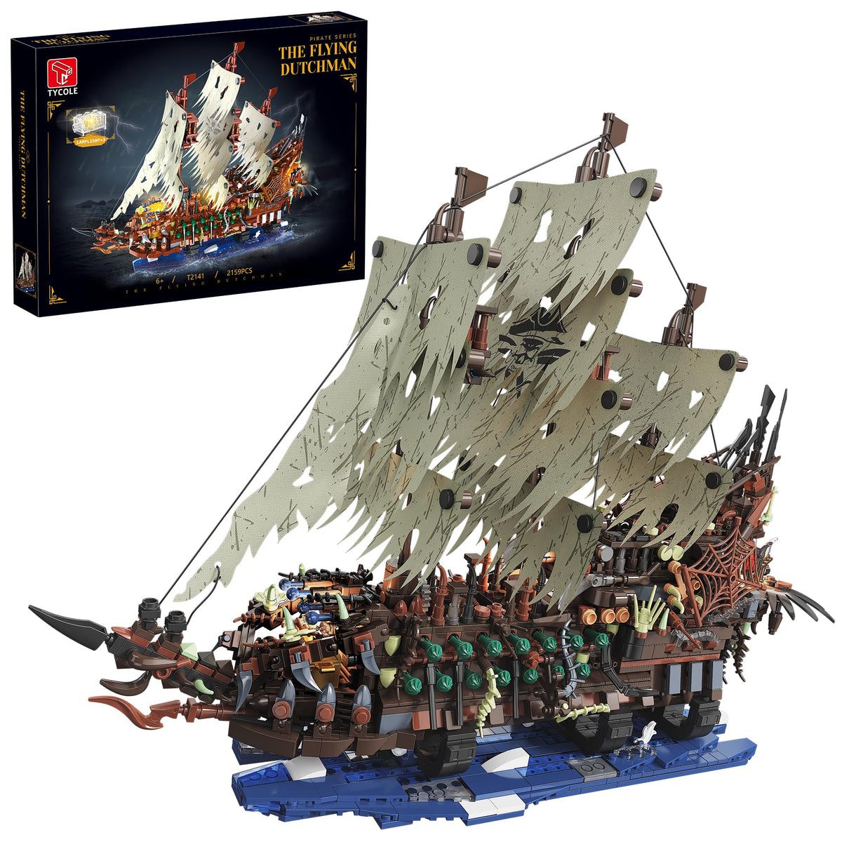 TYCOLE Pirate Ship Building Set with Lights for dramatic display