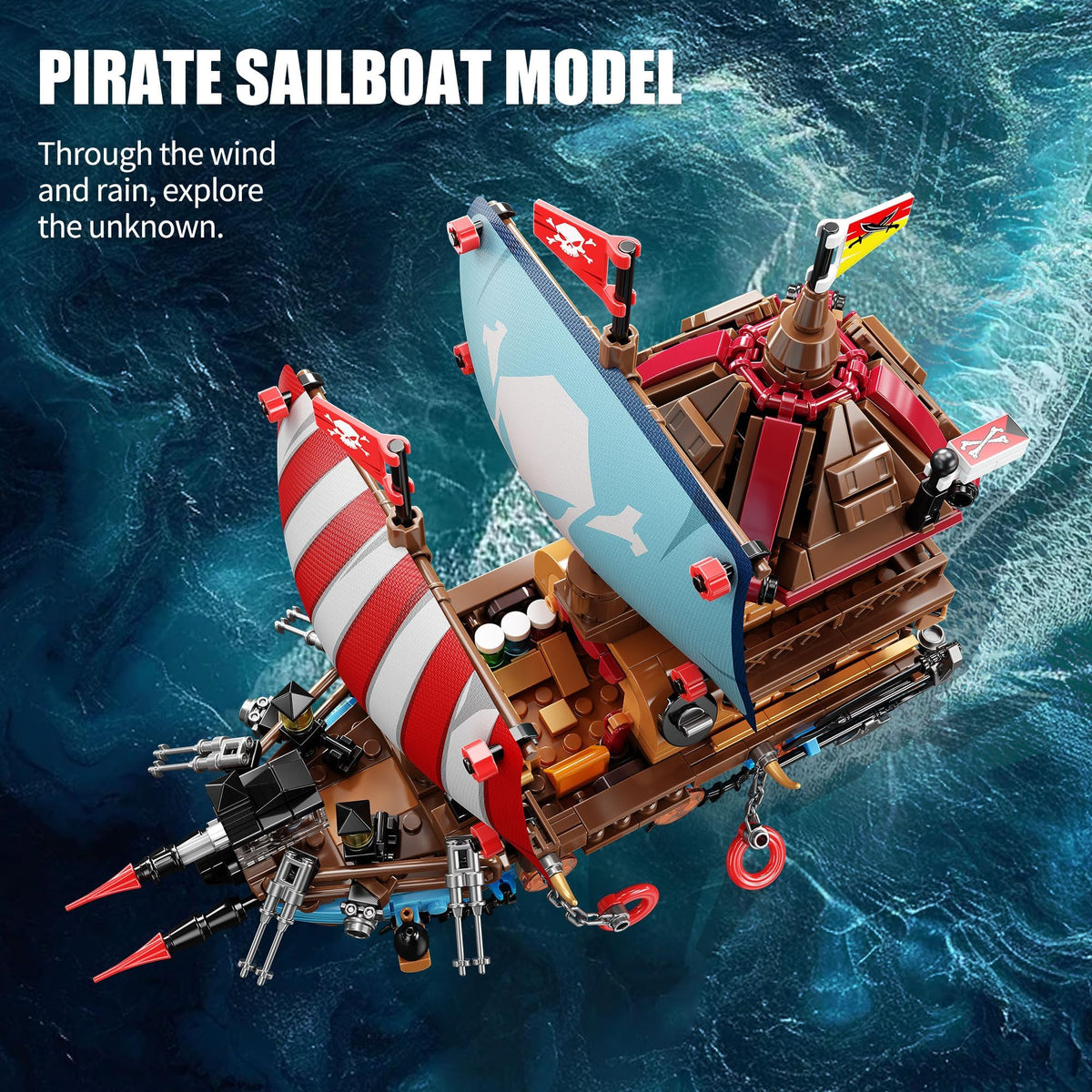 TYCOLE pirate ship packaging includes clear, color-coded assembly instructions