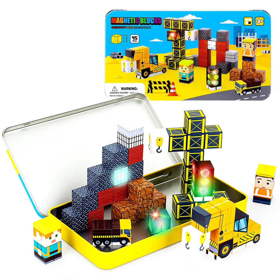 Tyholoo 45PCS magnetic blocks travel box for on-the-go, organized play