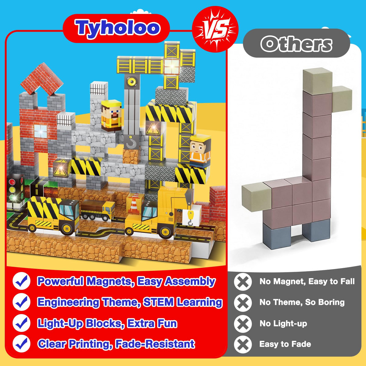 Tyholoo blocks are compatible with other major brands for expanded builds.