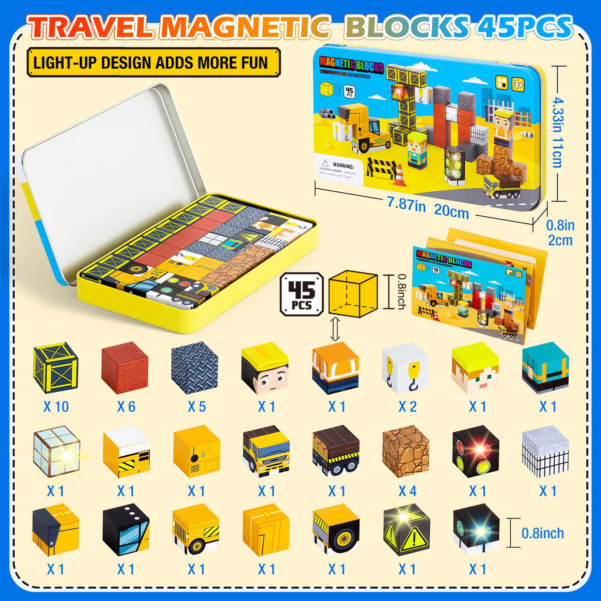 Tyholoo safe ABS magnetic blocks for ages 3+, with sealed magnets