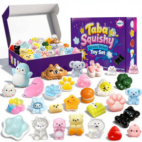 Tylices 30pcs mini taba squishies pack with cute designs for classroom prizes.