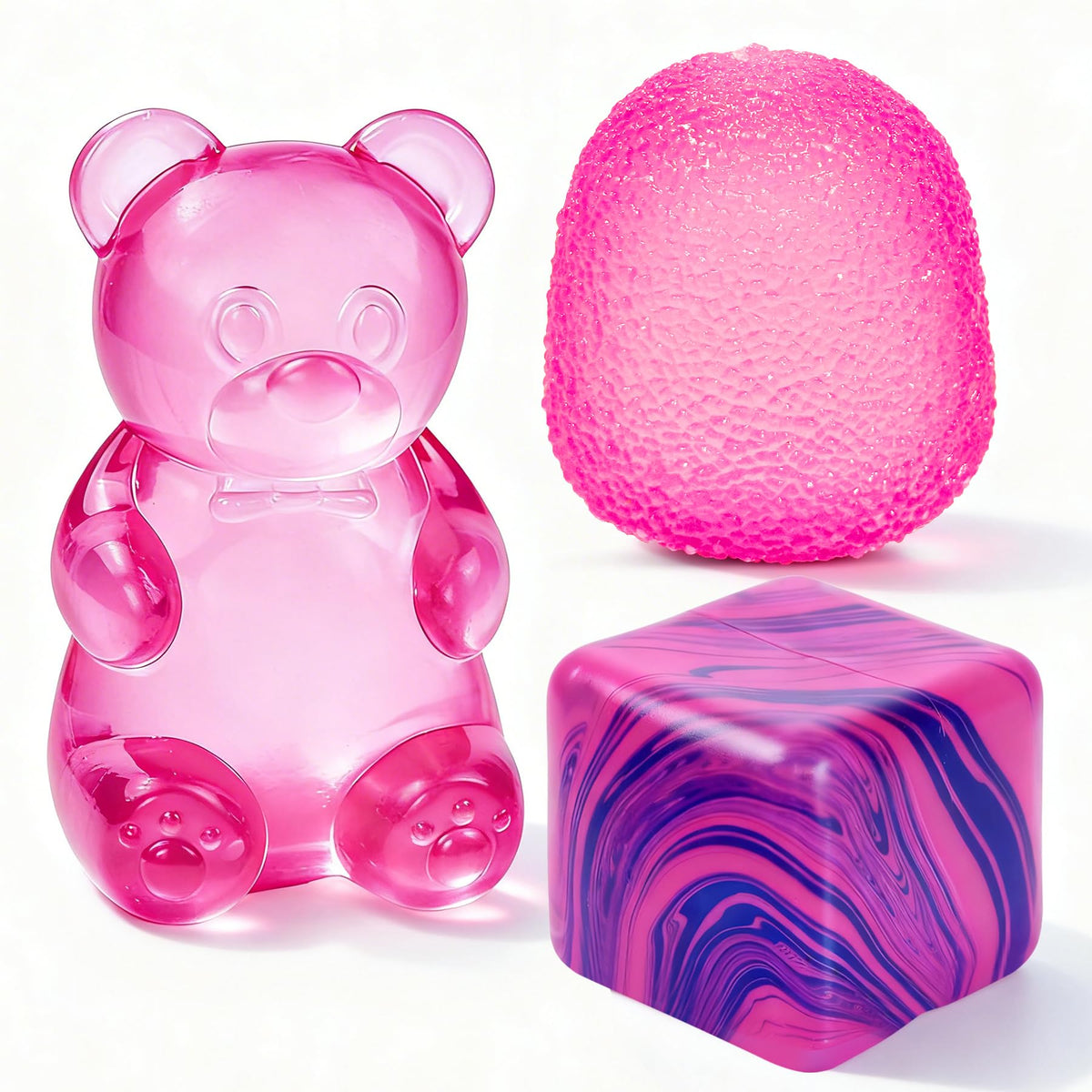 Tylices pink stress ball in hand, calming tactile relief for focus