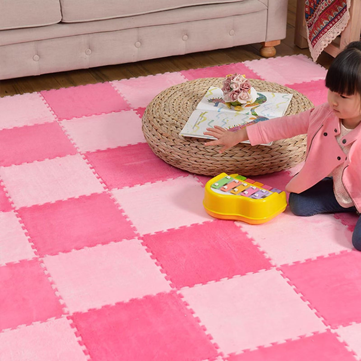 Easy to clean Typutomi floor mats suit living rooms and baby spaces