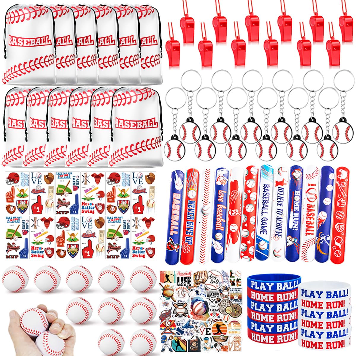 TYQSY baseball party favors pack, a vibrant set for coordinated party decor and giveaways.