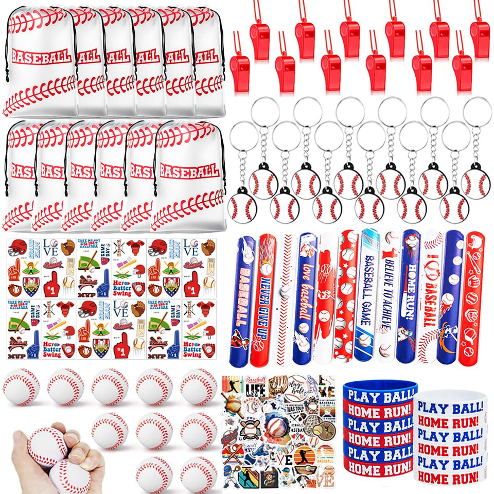 TYQSY baseball party favors pack, a vibrant set for coordinated party decor and giveaways.