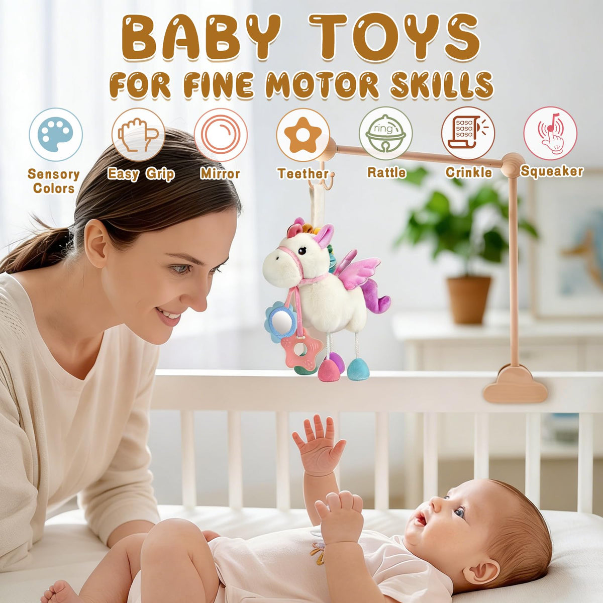 TYRY.HU sensory pony tail crinkle offers comforting auditory cues for curious babies.