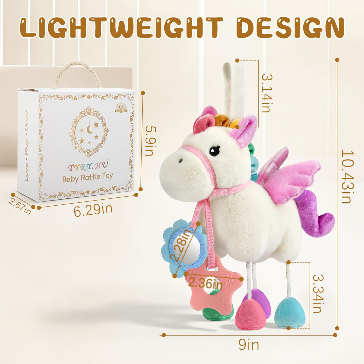 TYRY.HU sensory pony velcro loop keeps the toy securely attached on strollers.