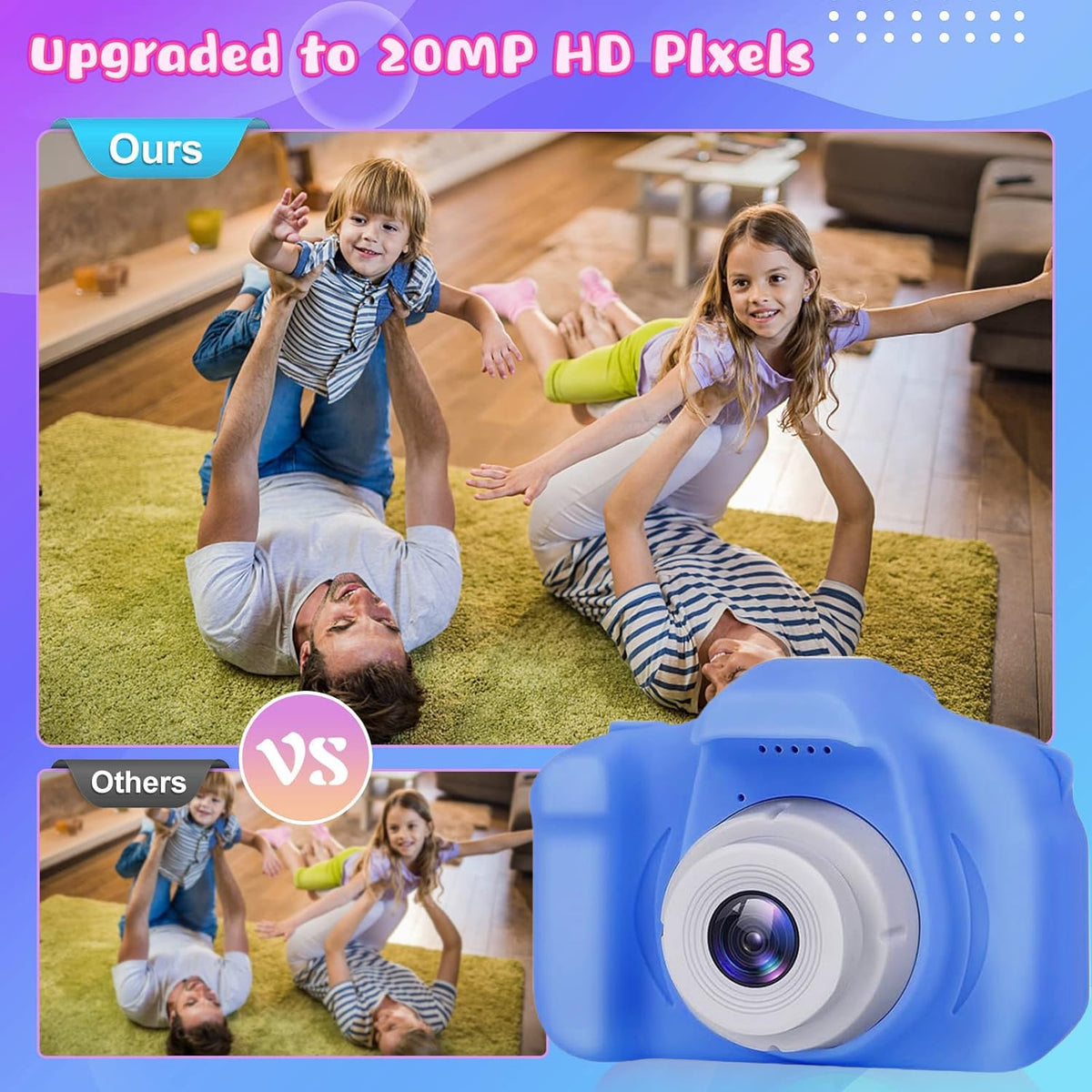 Tyseoome Kids Camera captures crisp 8MP photos of pets and kids at play