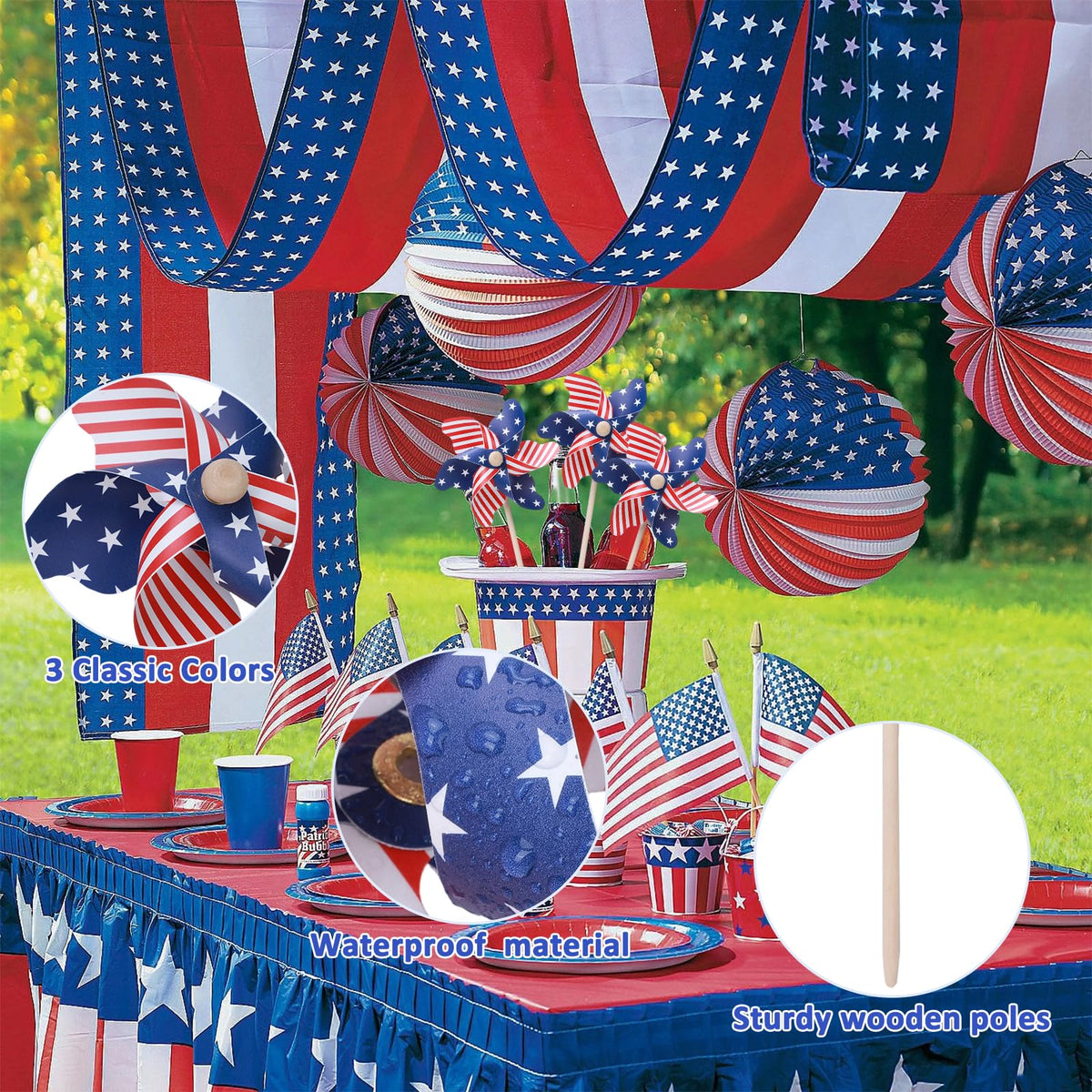 TZMYQCFC flag windmill 18x7-inch design enhances curb appeal and patriotic ambiance.