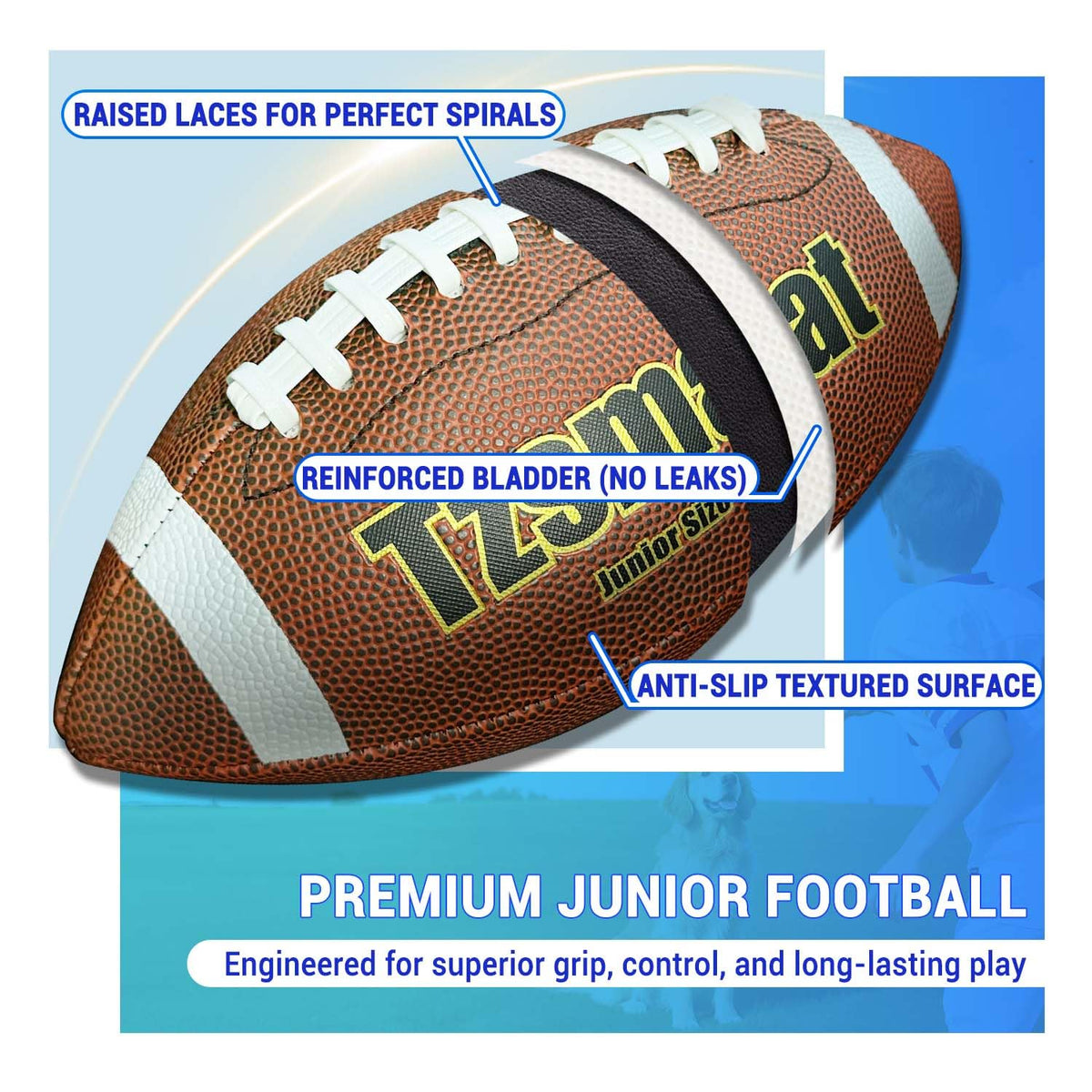 Tzsmat footballs with real laces provide better grip
