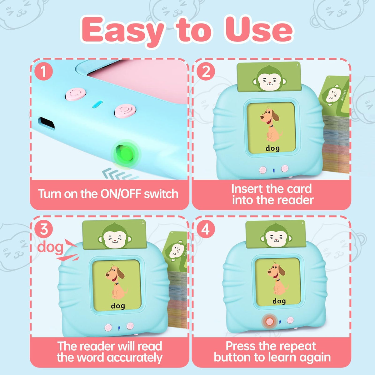 U-LEARNER 296 alphabet cards with numbers for early literacy support