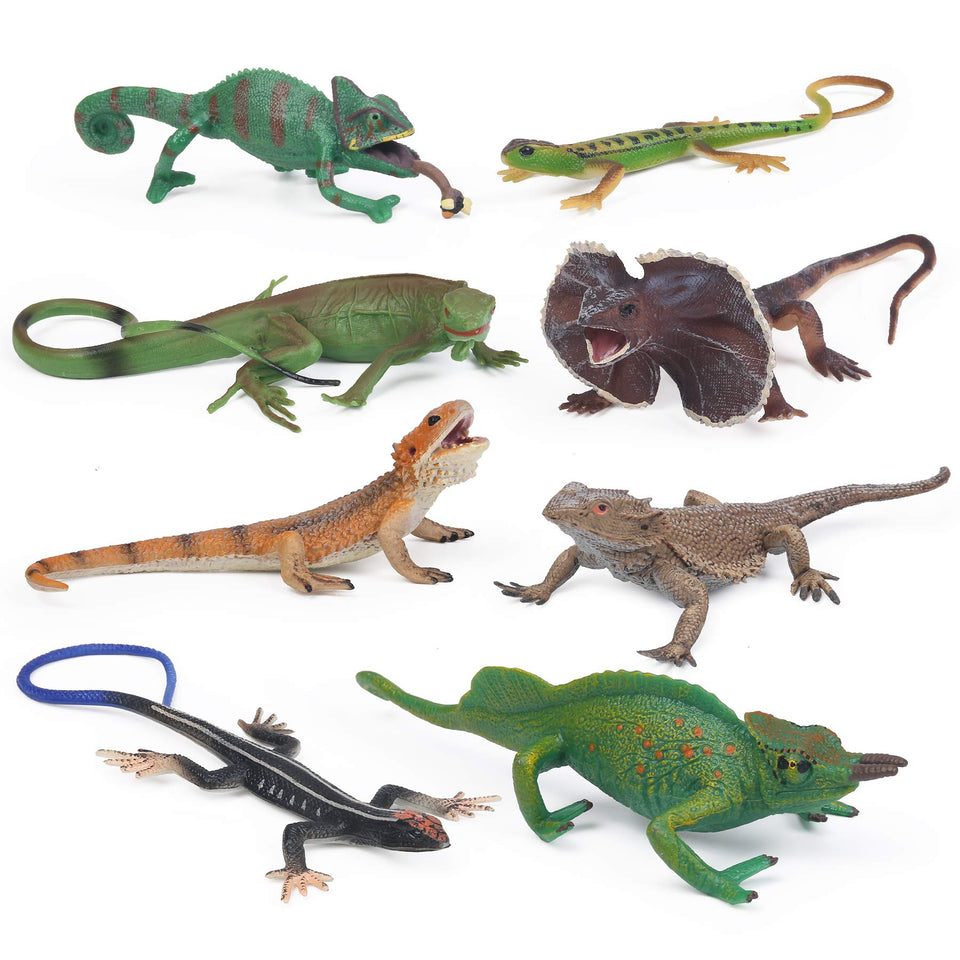 UANDME 8pcs lizard figurines set for realistic dioramas and imaginative play