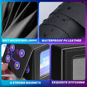 UAONO PU leather exterior protecting cards from spills and wear