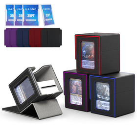 UAONO 4-pack Commander deck box with side window for quick deck ID
