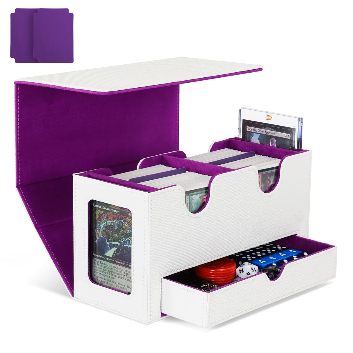 UAONO card deck box commander window display for quick deck identification