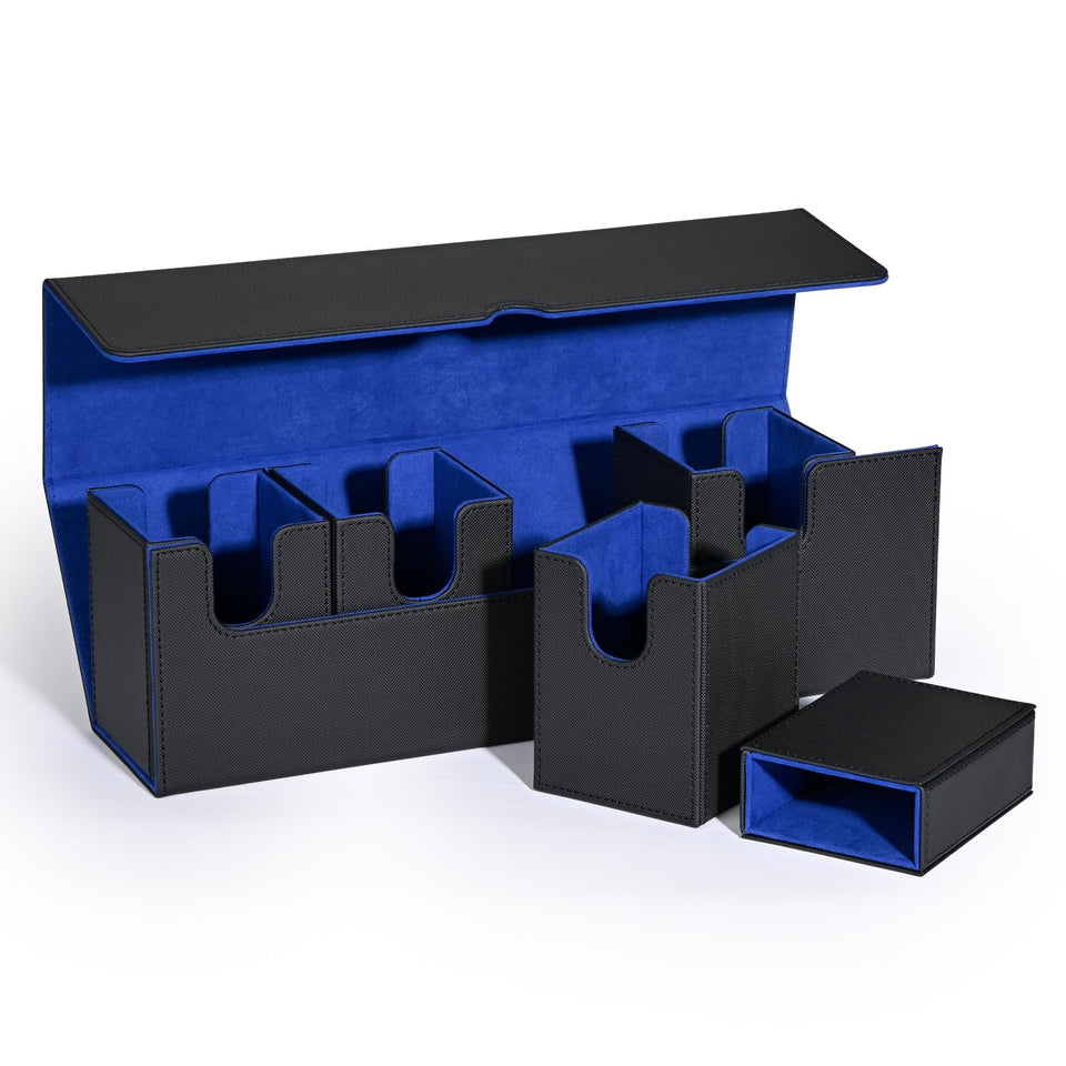 UAONO card deck box with dice tray offers compact MTG storage on the go.