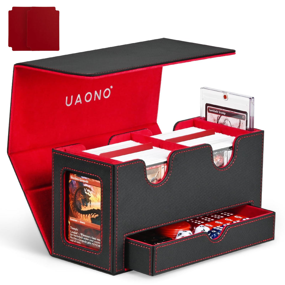 UAONO card deck box with dual commander windows for quick deck ID.
