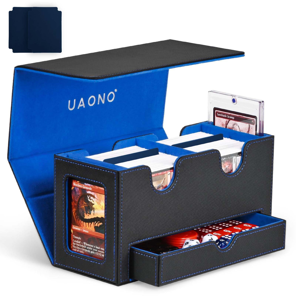 UAONO card deck box front view shows dual commander display for quick deck ID