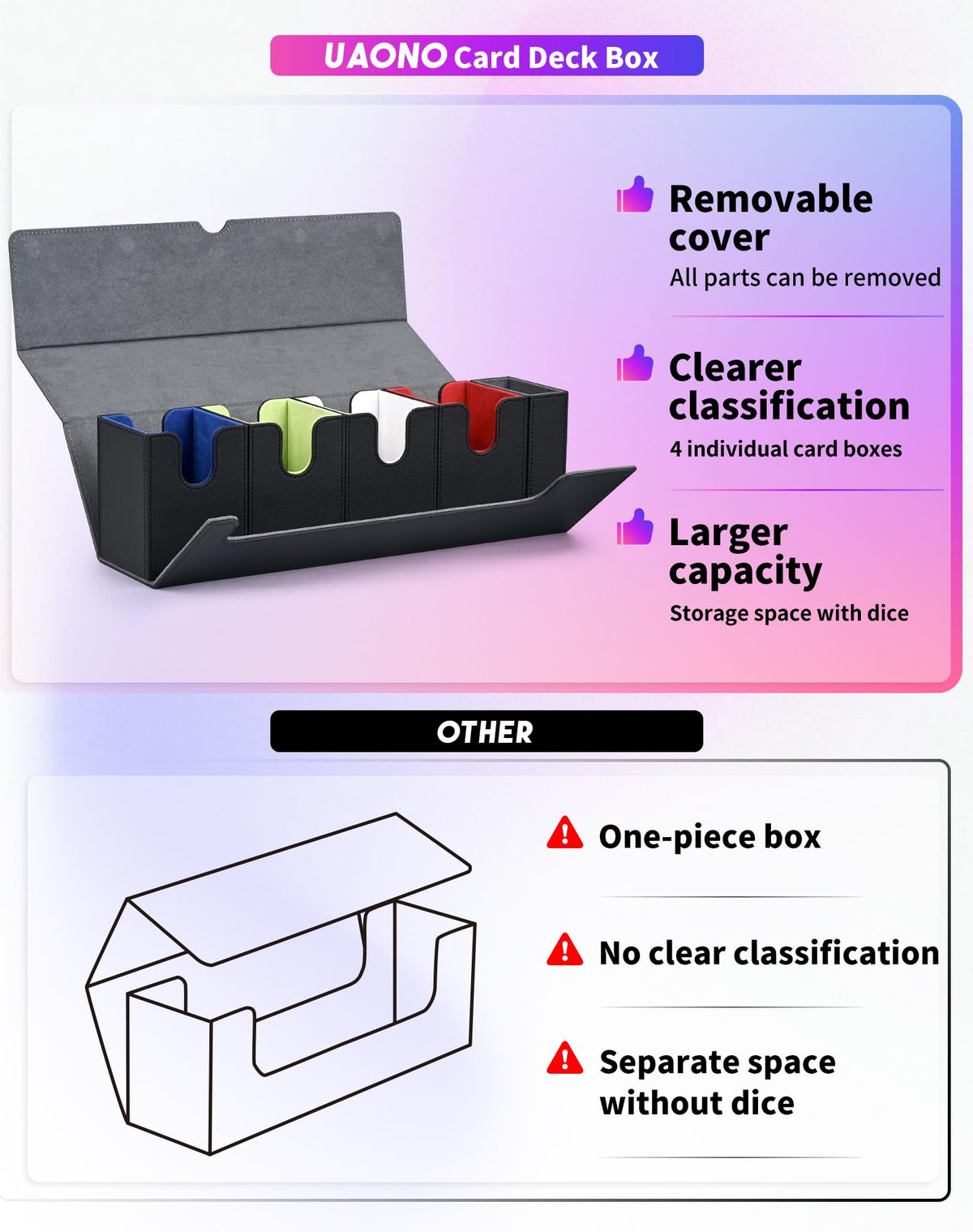 UAONO card deck box large capacity holds 800 unsleeved cards