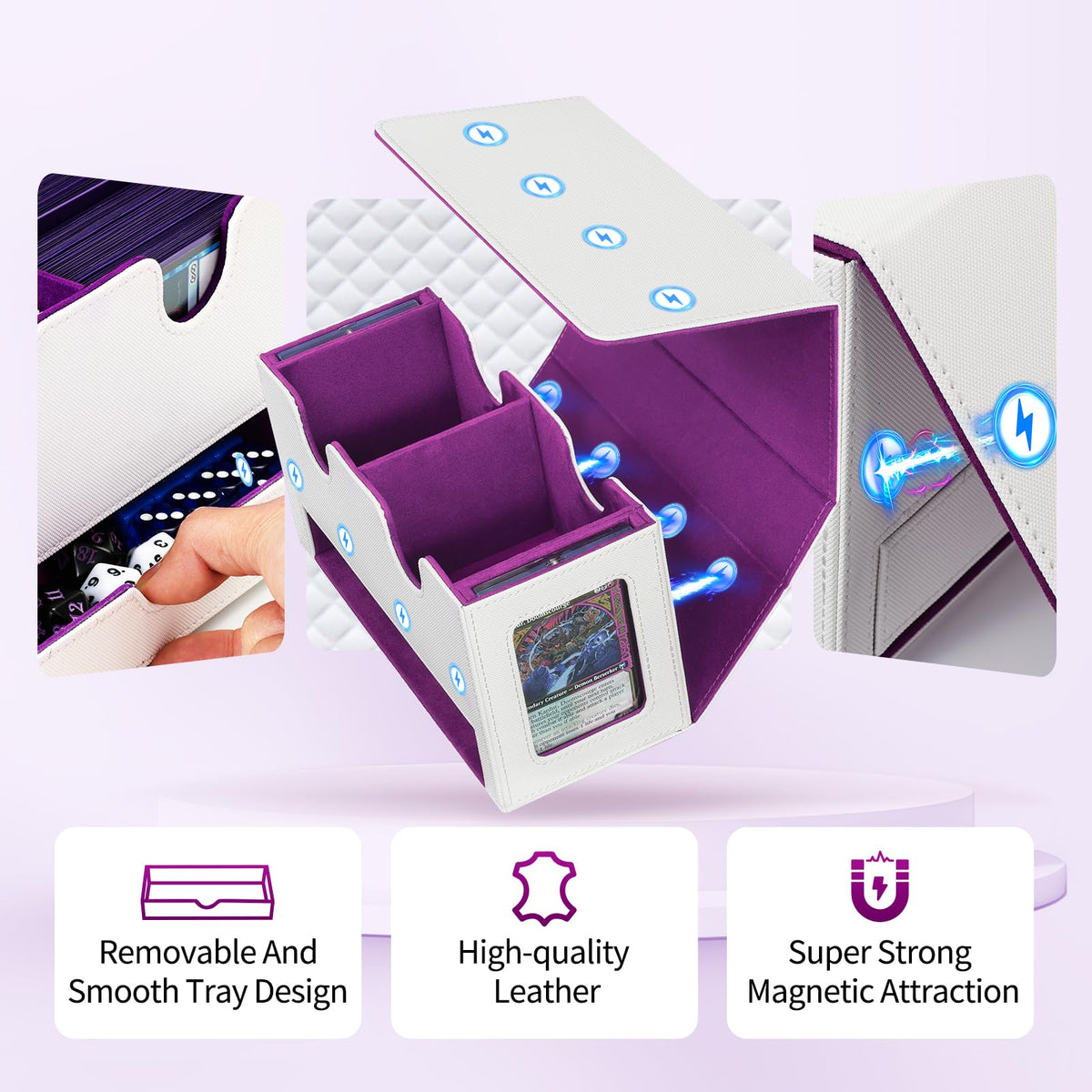 UAONO card deck box PU leather exterior protects cards from dust and moisture