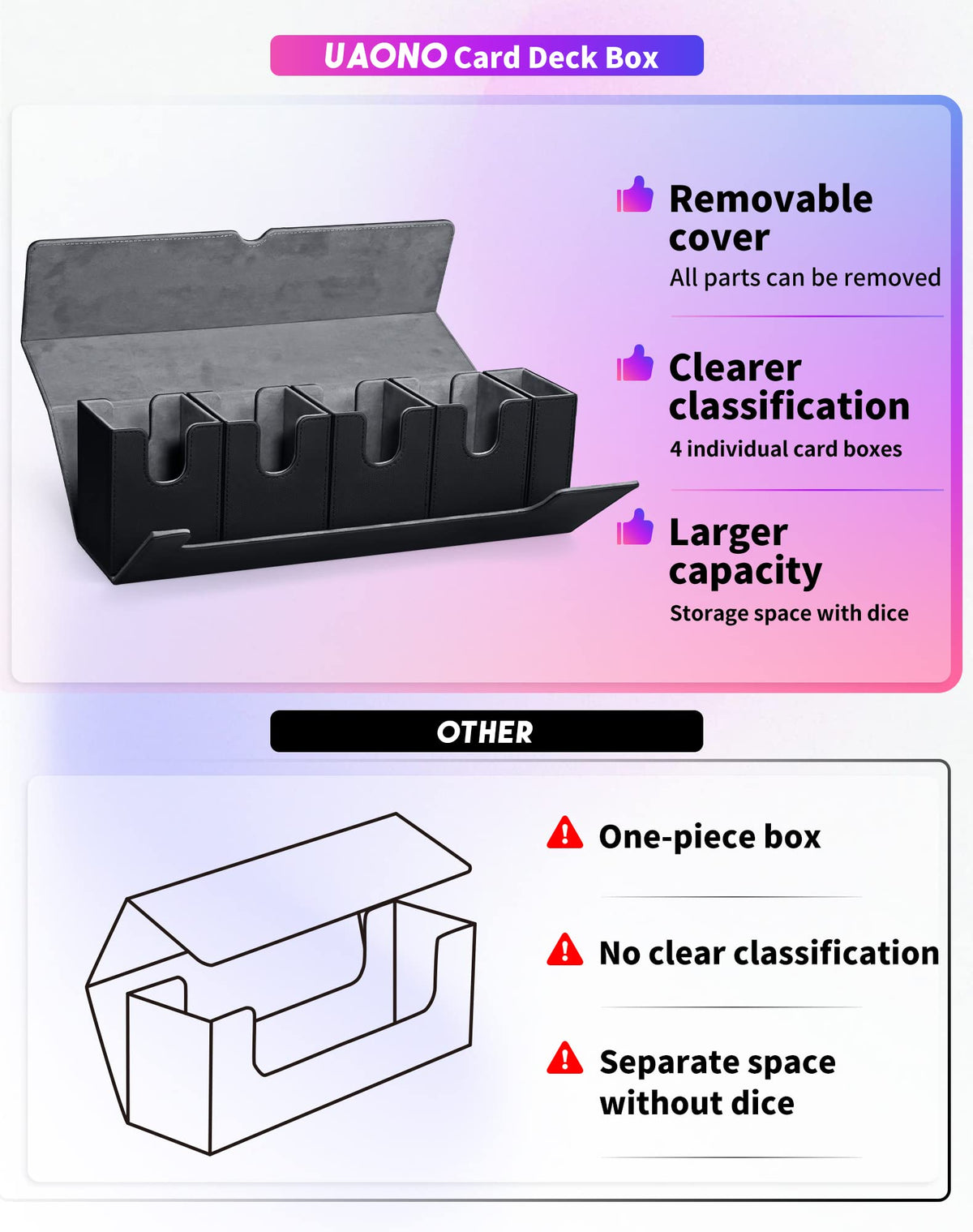 Large capacity supports up to 800 unsleeved cards for MTG and more