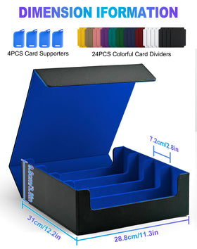 UAONO storage box with 24 dividers for organized MTG, YGO, and sports cards.