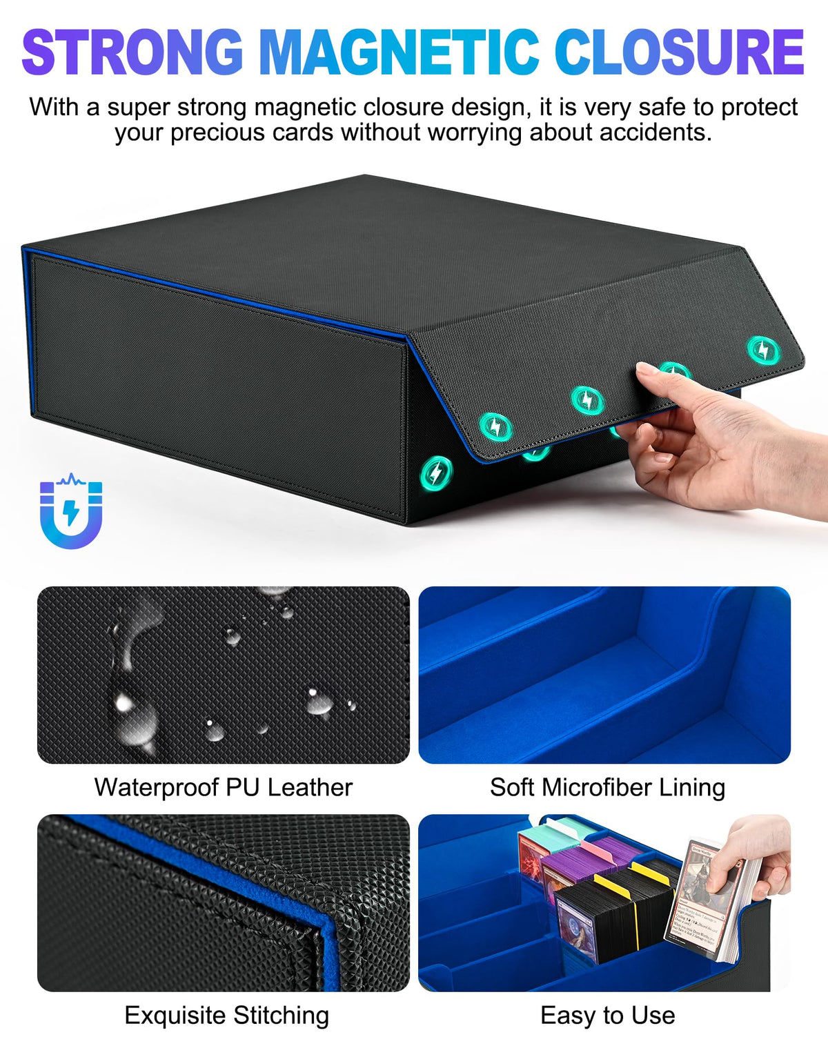 UAONO four stoppers stabilize upright card racks for tidy storage.
