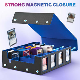 Capacious 4-row design holds 640+ top loaders, 1300+ double-sleeved, or 3000+ sleeveless cards.