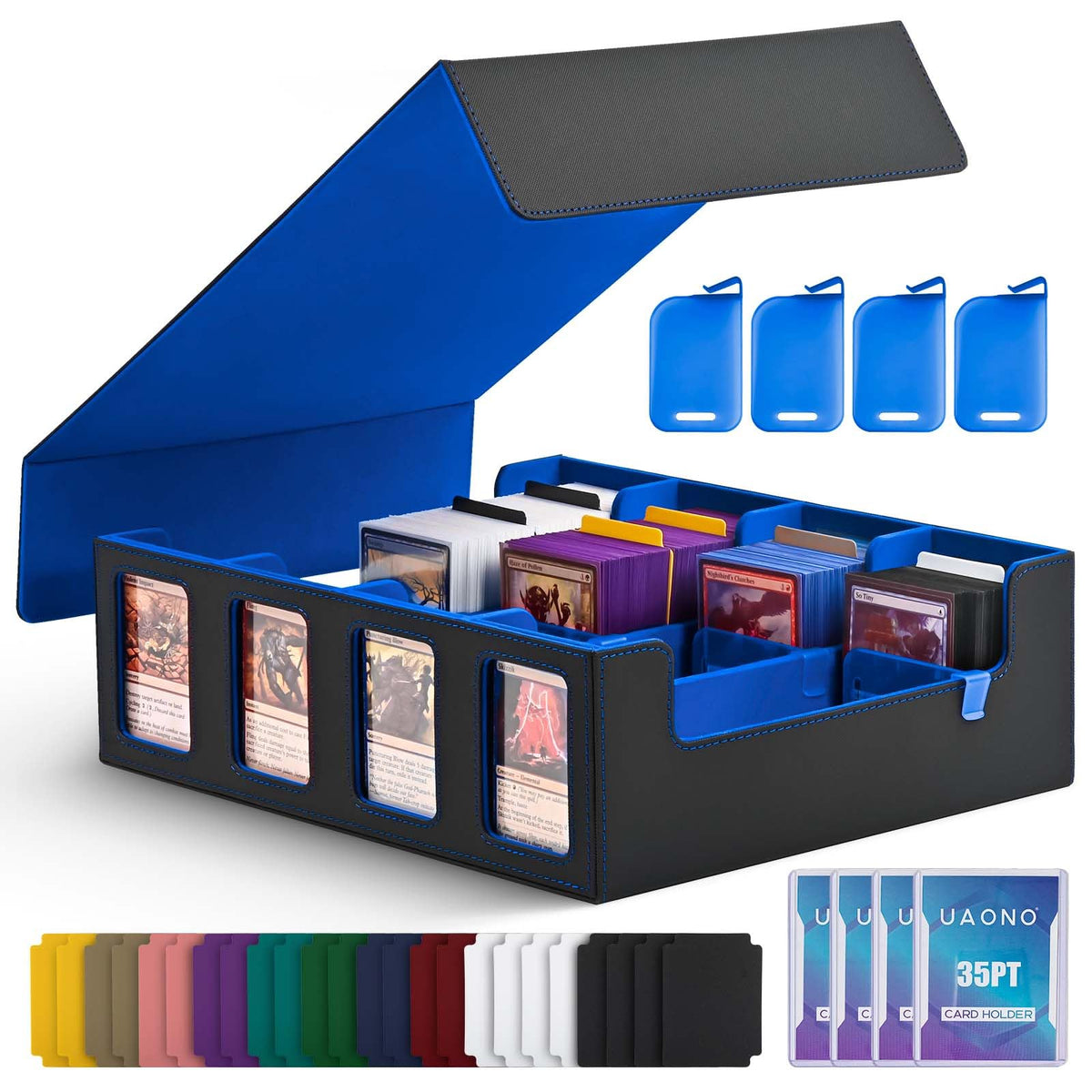 UAONO storage box with commander display slots for quick deck ID.
