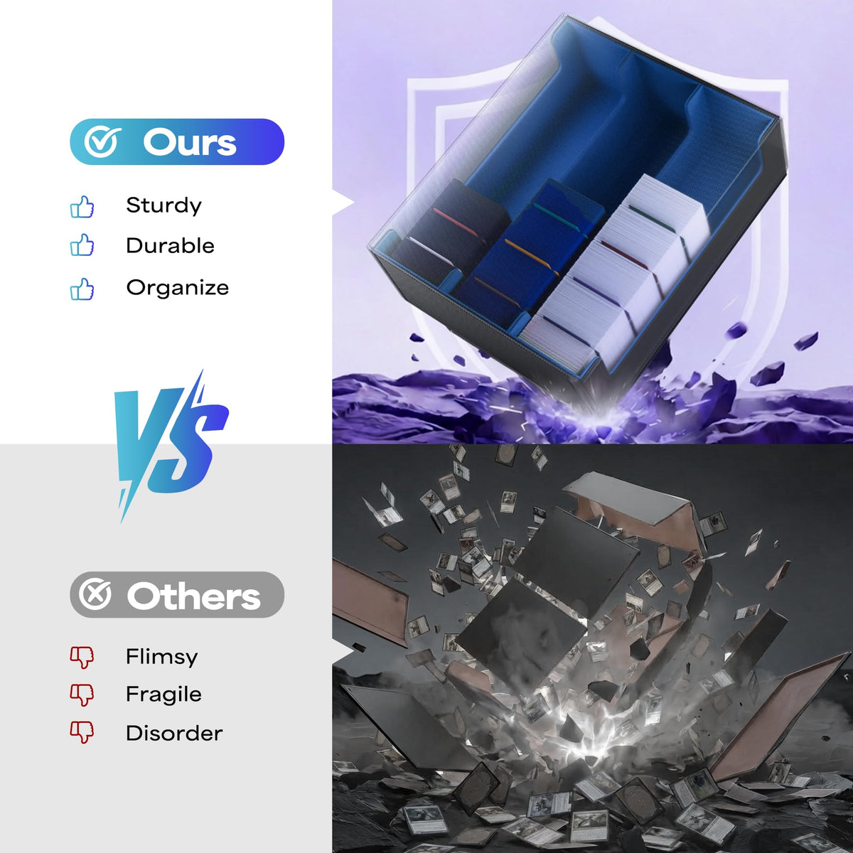UAONO storage box compatible with MTG, Yugioh, Dragon Shield, and more.