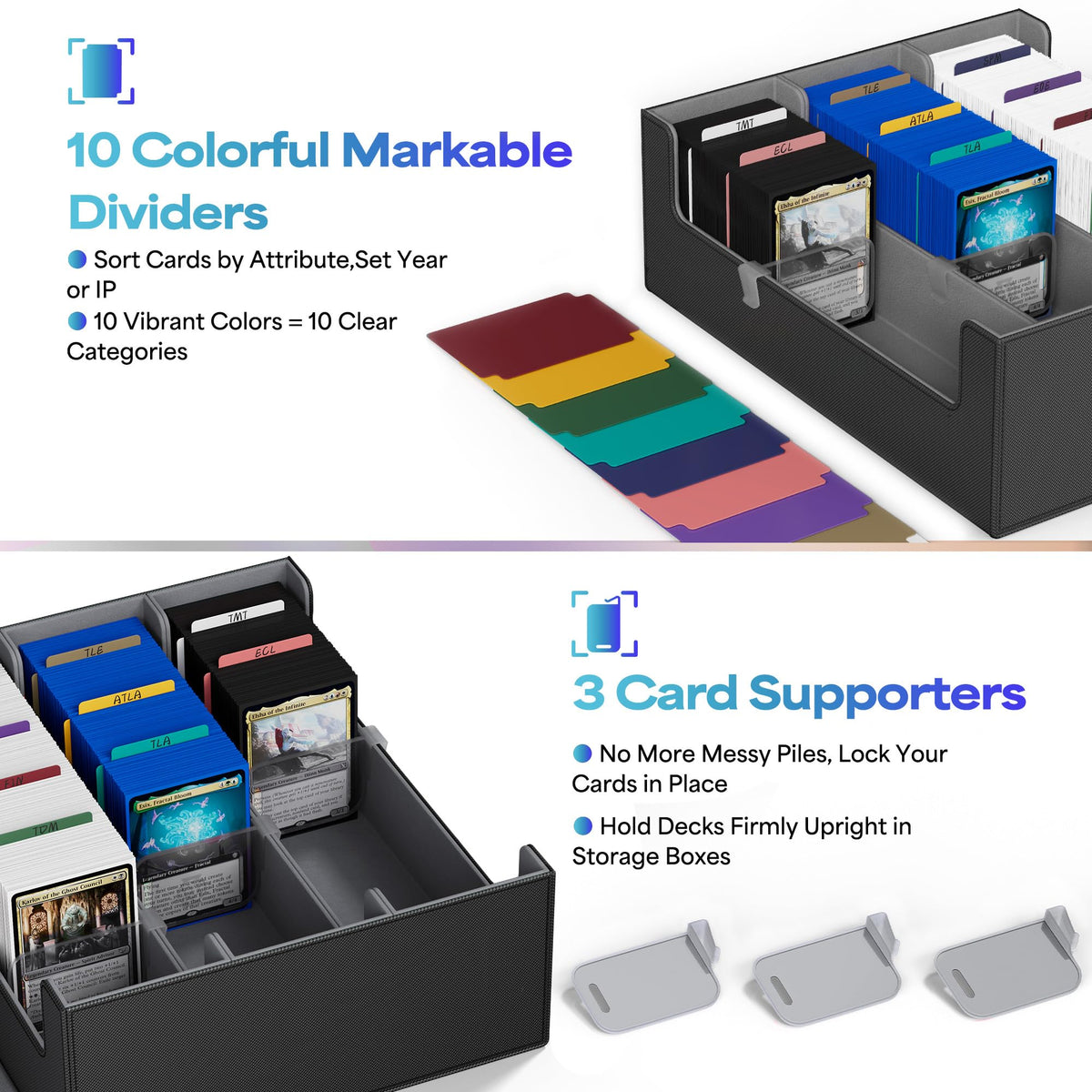 UAONO dividers and stoppers enable precise, tidy card organization