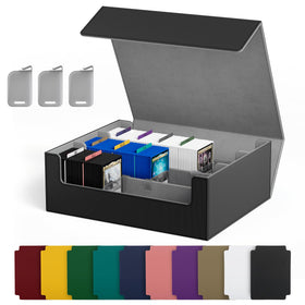 UAONO trading card storage box front view highlights large capacity for sleeved cards