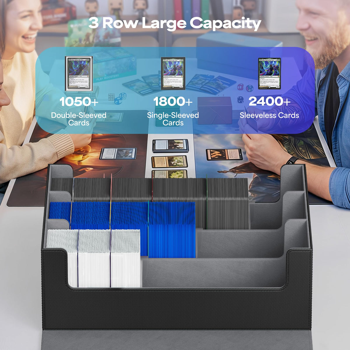 UAONO interior with dividers and soft lining protects cards during handling