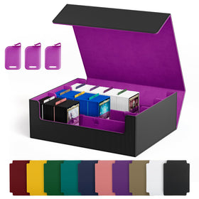 UAONO trading card storage box with magnetic closure keeps cards secure during transport.
