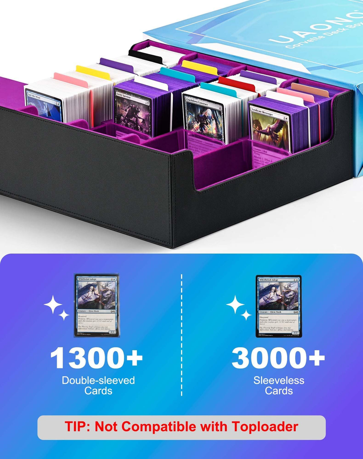 UAONO storage box suits MTG, PTCG, YGO, and sports cards