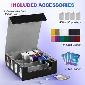 UAONO trading card storage box with removable lid for quick access or play surface