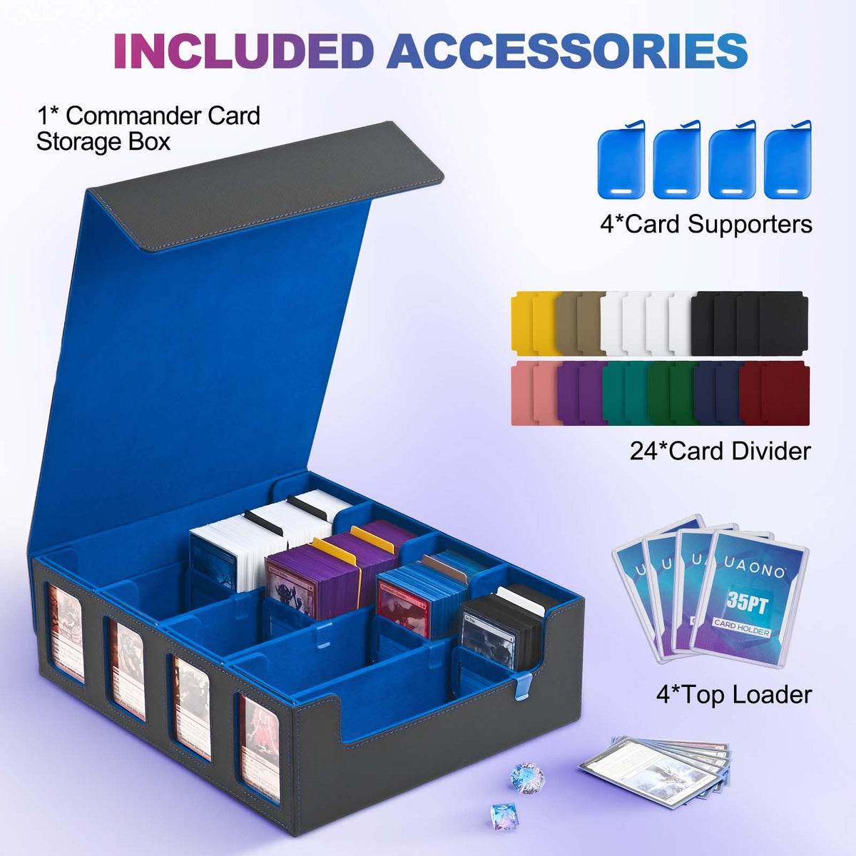 Soft fabric lining protects cards inside UAONO storage box.