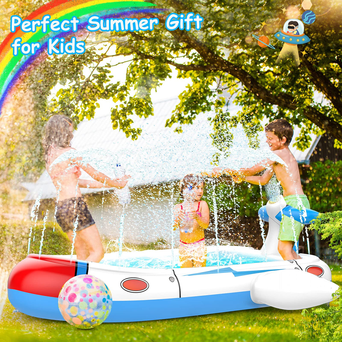Uarzt 68-inch pool provides spacious area for several children.