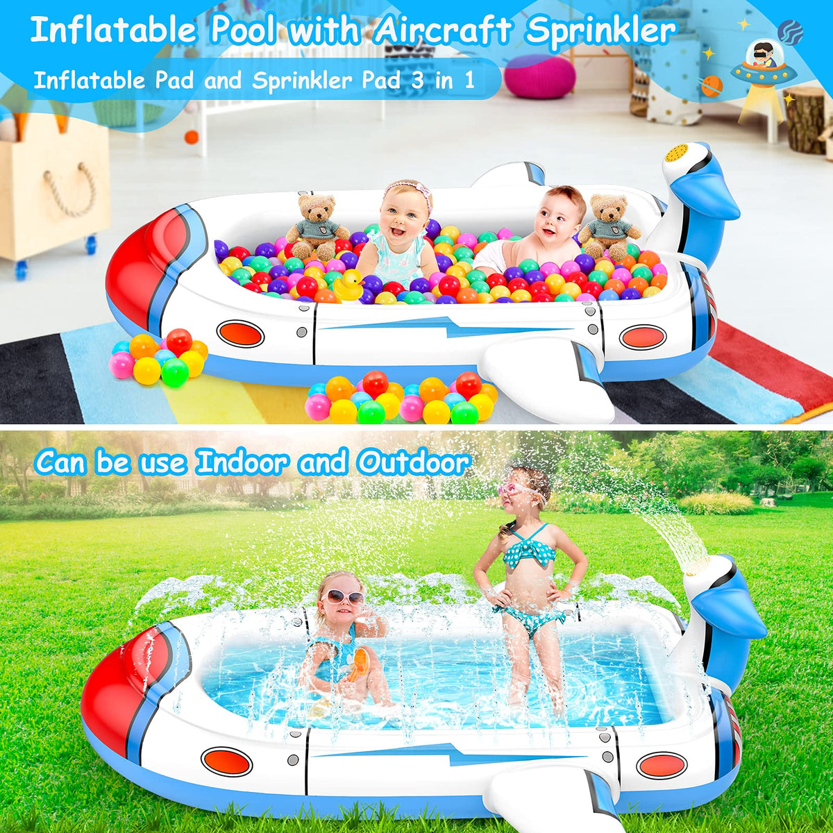 Uarzt splash pad and sprinkler action keeps kids active outdoors.