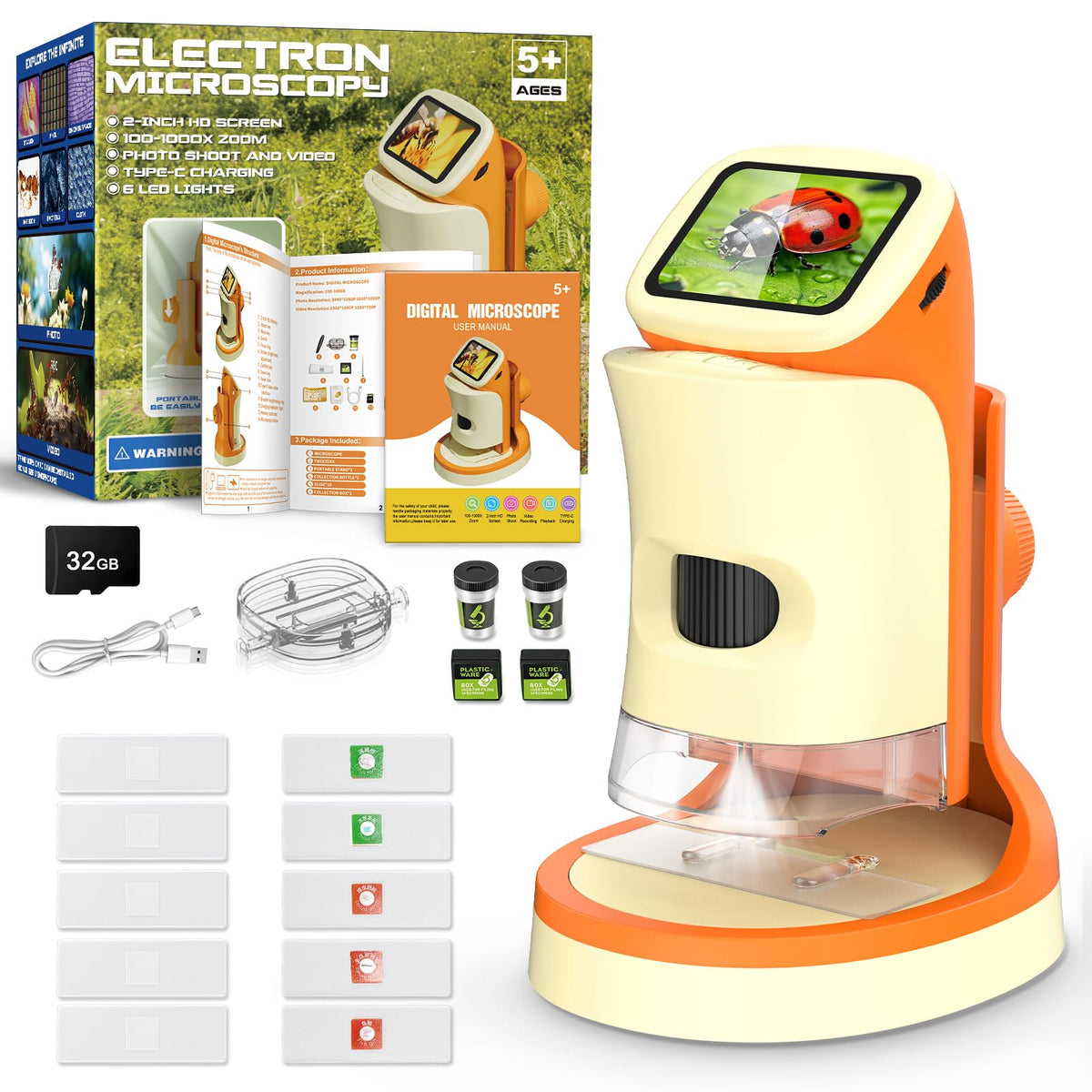 Uarzt Kids Microscope 1000x zoom reveals tiny details for hands-on science at home.