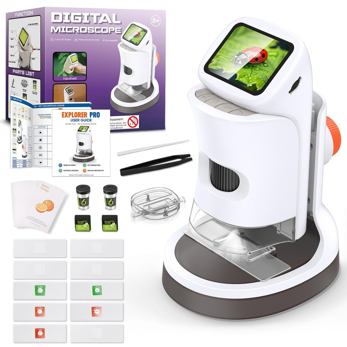 Uarzt Kids Microscope 1000X pocket view reveals tiny details for discovery