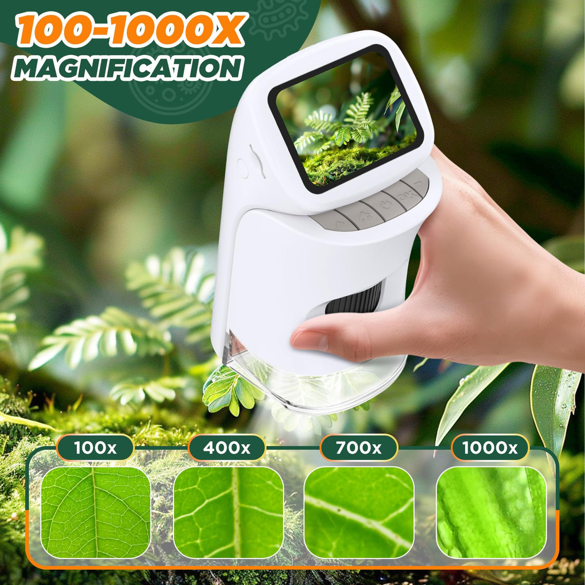 Uarzt Kids Microscope with 6 LED lights delivers bright, clear close-ups