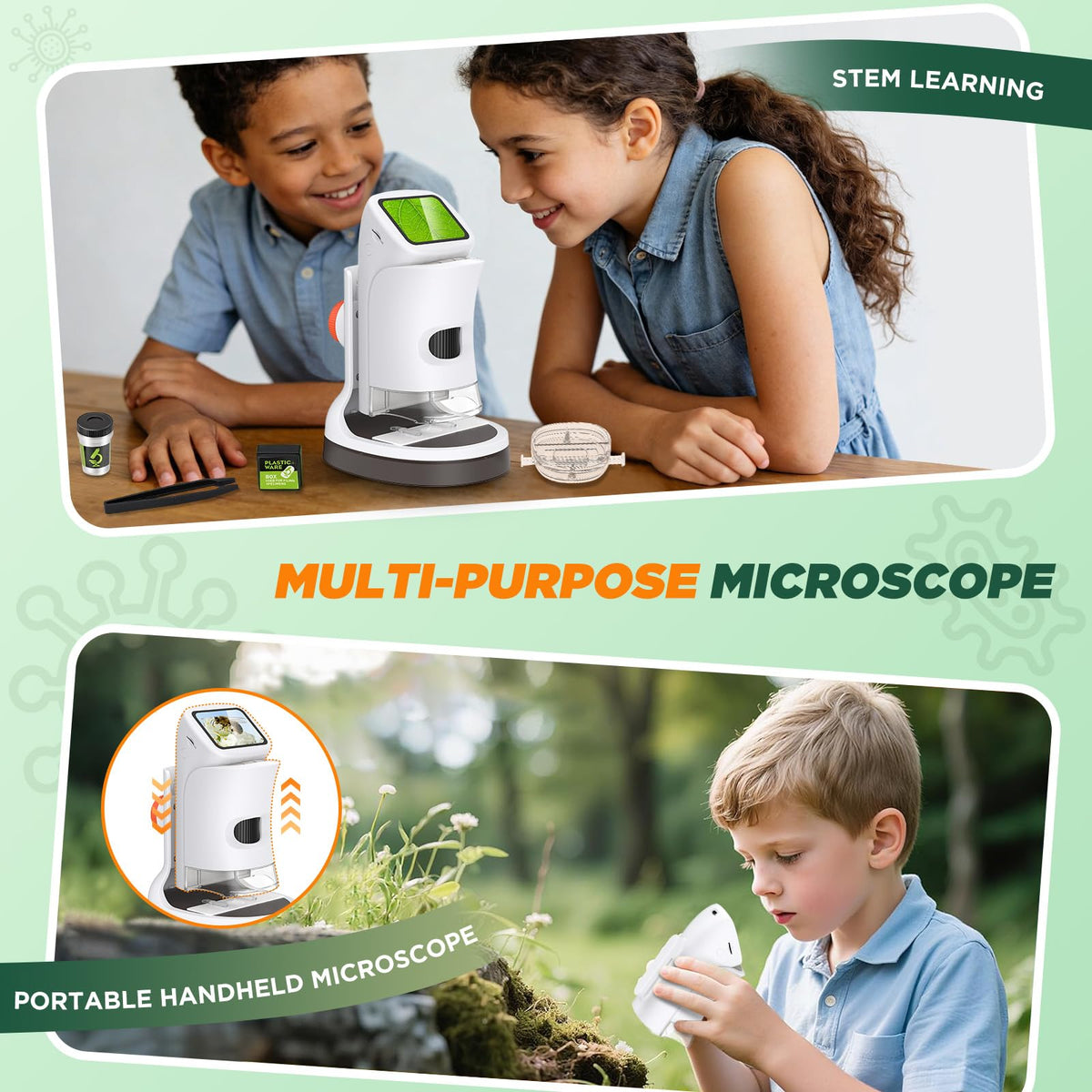 Uarzt Kids Microscope rechargeable battery keeps exploration uninterrupted