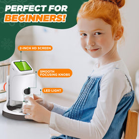 Uarzt Kids Microscope 2-inch HD screen provides eye-friendly viewing